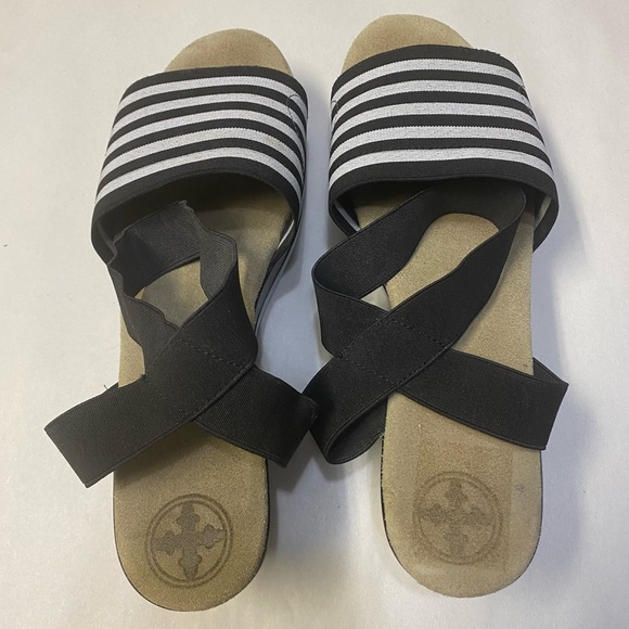 Charleston Shoe Co Womens Palm Stripe Wedge Sandals Size 10 Platform Nautical - Picture 6 of 16